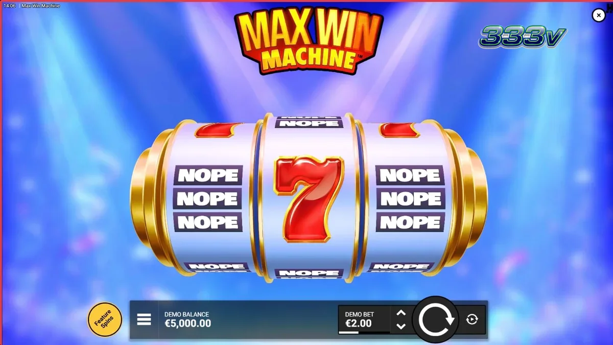 Tampilan antarmuka slot Max Win Machine dengan simbol Lucky Seven yang ikonik